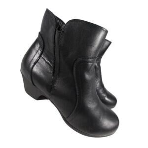 ABELLA! RONDA BLACK GENUINE LEATHER CHUNKY HEEL, RU BER SOLE ANKLE BOOTS!SZ 7.5M